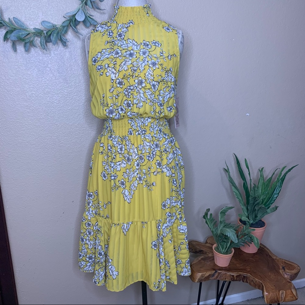 Nanette Lepore ~  Floral Golden Cypress Smocked Dress